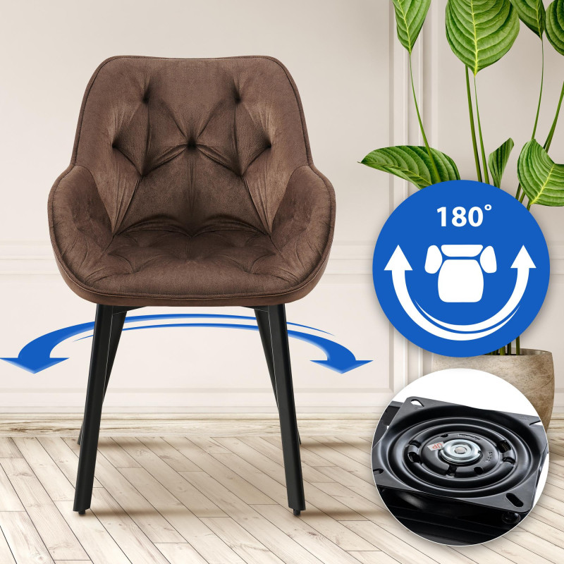 Chaise de salle à manger Antigo en velours marron