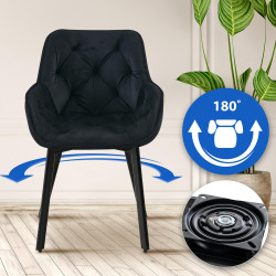 Chaise de salle à manger Antigo en velours noir