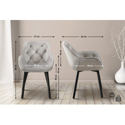 Chaise de salle à manger Antigo velours gris