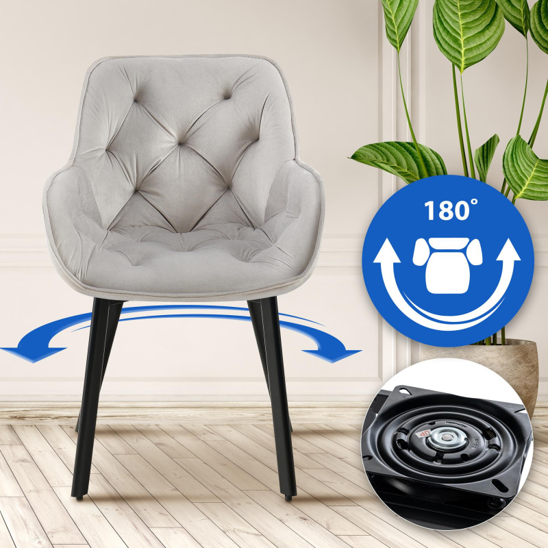 Chaise de salle à manger Antigo velours gris