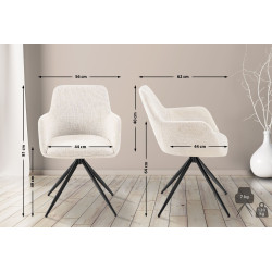 Chaise de salle à manger Olema en tissu crème