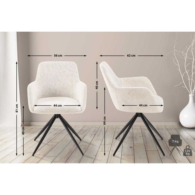 Chaise de salle à manger Olema en tissu crème