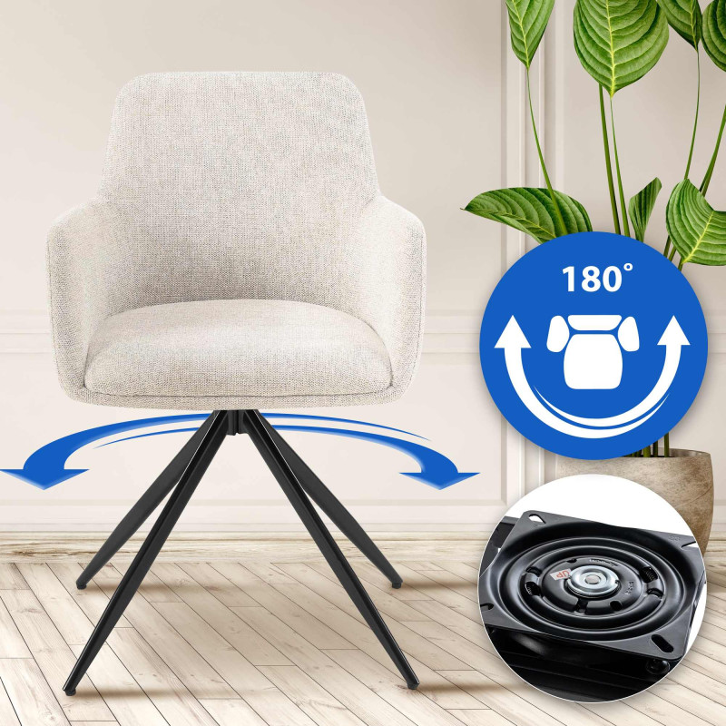 Chaise de salle à manger Olema, tissu crème