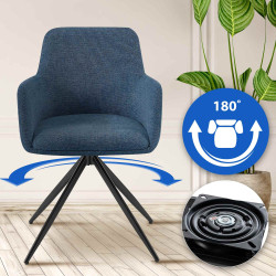 Chaise de salle à manger Olema en tissu bleu