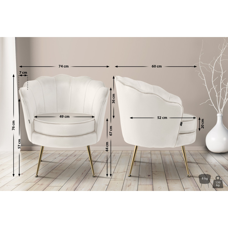 Chaise Rosita en velours crème