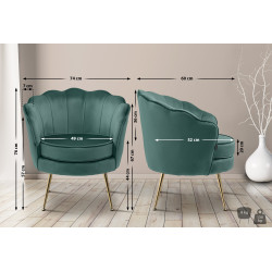 Fauteuil Rosita, velours, vert