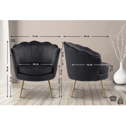 Fauteuil Rosita, velours noir