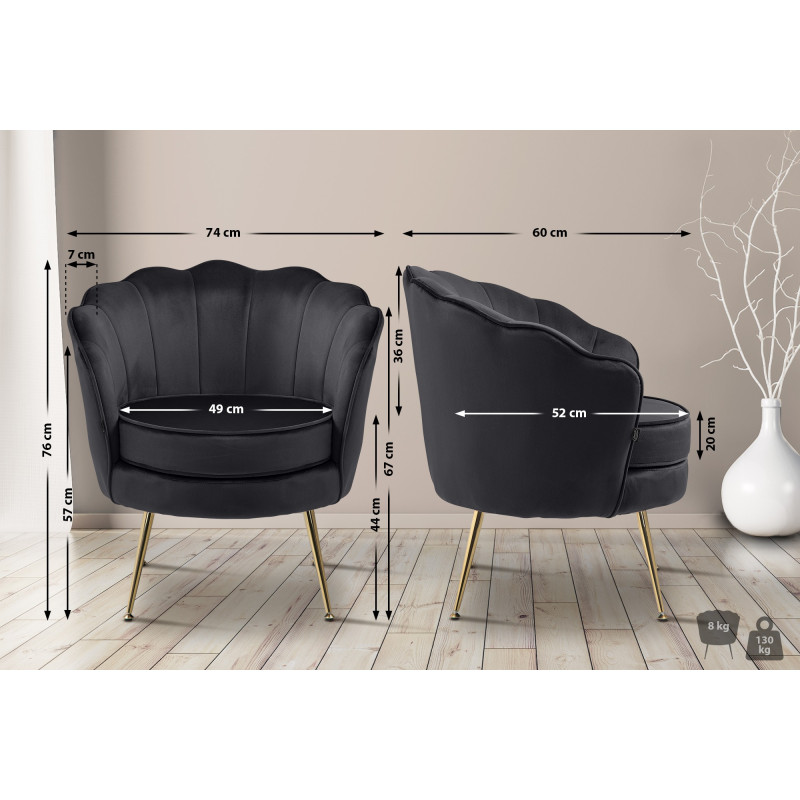 Chaise Rosita en velours noir