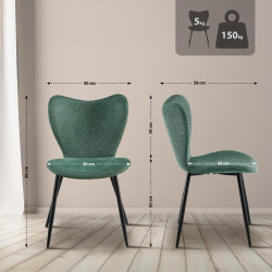 Chaise de salle à manger Maika en tissu vert