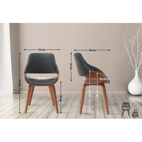 Chaise de salle à manger Vangale similicuir noyer/noir