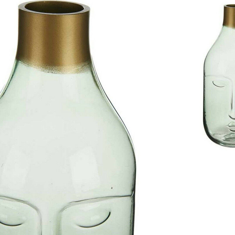 Vase Visage Vert verre (11 x 24,5 x 12 cm)