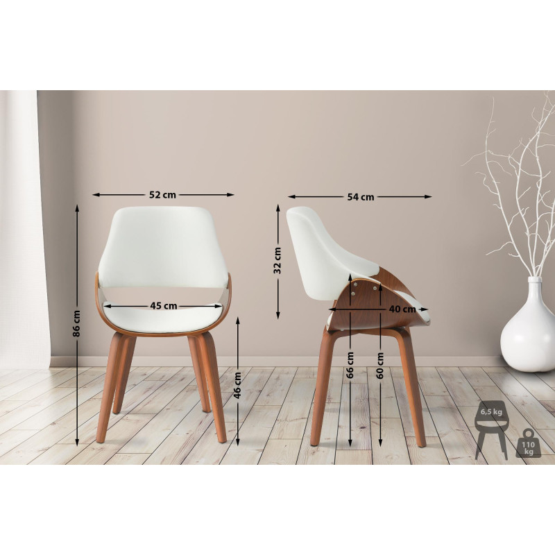 Chaise de salle à manger Vangale similicuir noyer/blanc