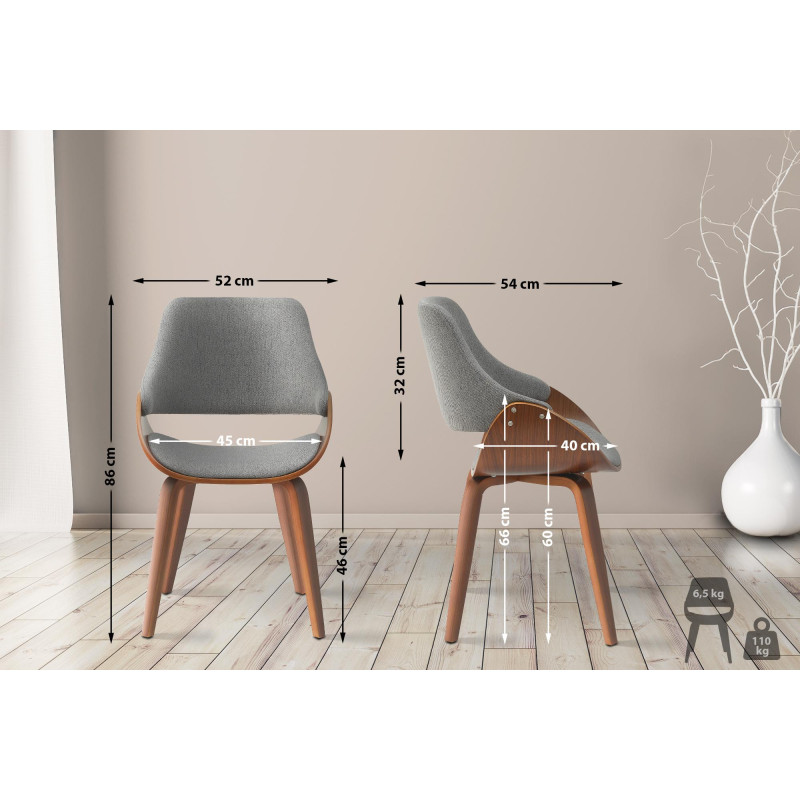 Chaise de salle à manger Vangale en tissu noyer/gris foncé