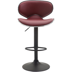 Lot de 2 tabourets de bar Las Vegas V2 simili cuir noir bordeaux