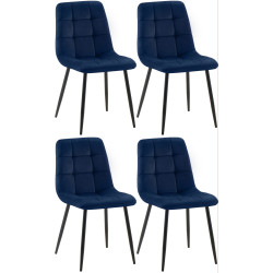 Lot de 4 chaises de salle à manger Antibes bleu foncé