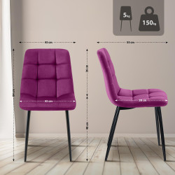 Ensemble de 4 chaises de salle à manger violettes Antibes