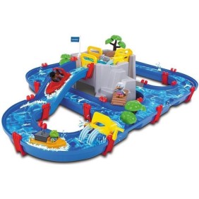 Smoby - Circuit de jeu d'eau AquaPlay - Mountain Lake - 2 bâteaux + 3 figurines animaux - Fabriqué en Allemagne - Dés 3ans