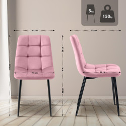 Lot de 4 chaises de salle à manger Antibes rose