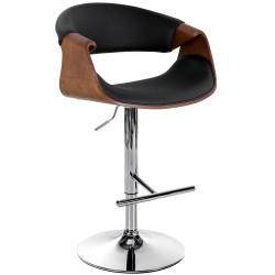 Tabouret de bar Foley, similicuir, chêne, noir