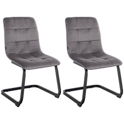 Ensemble de 2 chaises de salle à manger Vermont en velours gris foncé