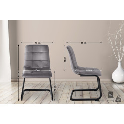 Ensemble de 2 chaises de salle à manger Vermont en velours gris foncé