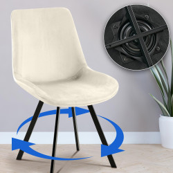 Chaise de salle à manger en velours crème Lewes