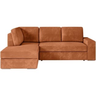 Canapé d'angle gauche convertible ARTEMIS 4 places  - Velours côtelé terracotta - L246 x P174 x H96 cm