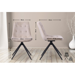 Chaise de salle à manger Merna velours crème