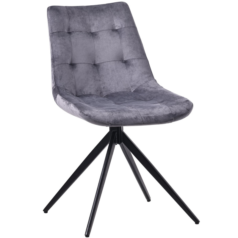 Chaise de salle à manger Merna en velours gris foncé