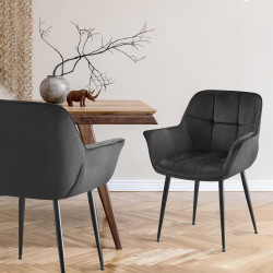 Chaise de salle à manger Roseville en velours noir