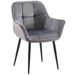 Chaise de salle à manger Roseville en velours gris foncé