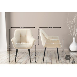 Chaise de salle à manger en velours crème Roseville