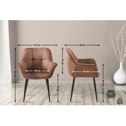 Chaise de salle à manger Roseville en velours marron