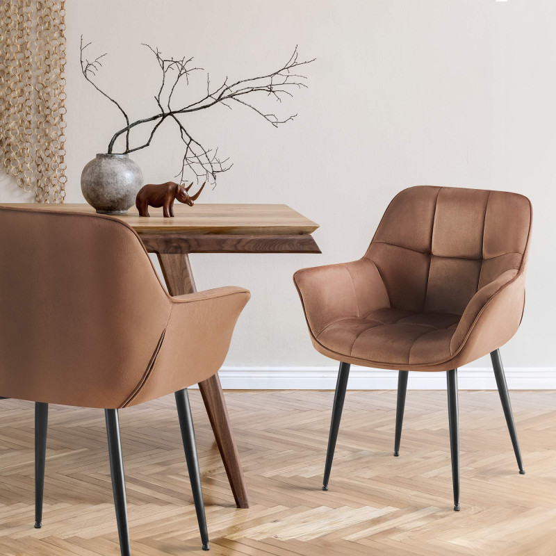 Chaise de salle à manger Roseville en velours marron