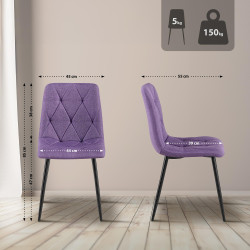 Lot de 2 chaises de salle à manger en tissu Clairton violet