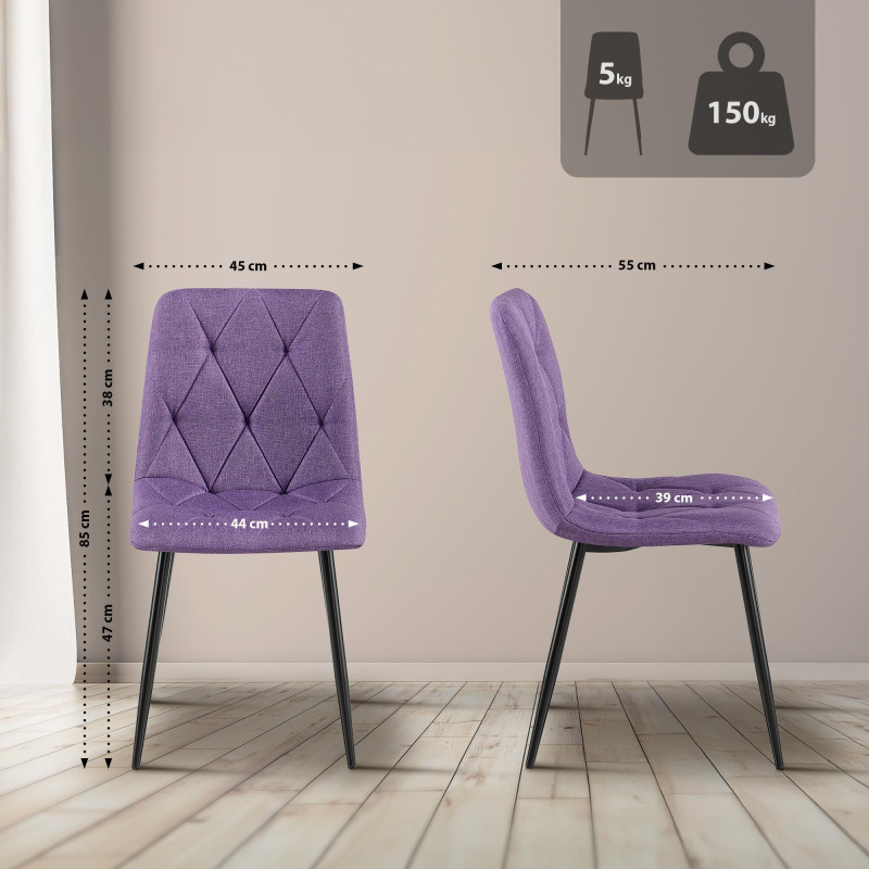 Ensemble de 2 chaises de salle à manger en tissu Clairton violet