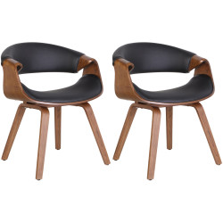 Lot de 2 chaises de salle à manger Foley, similicuir, chêne/noir