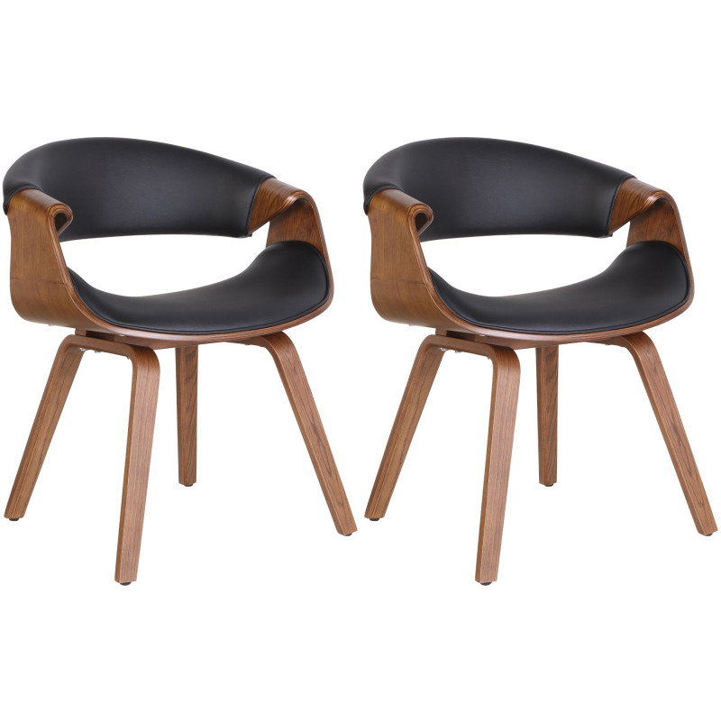 Lot de 2 chaises de salle à manger Foley, similicuir, chêne/noir