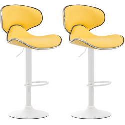 Lot de 2 tabourets de bar Las Vegas V2 simili cuir blanc jaune