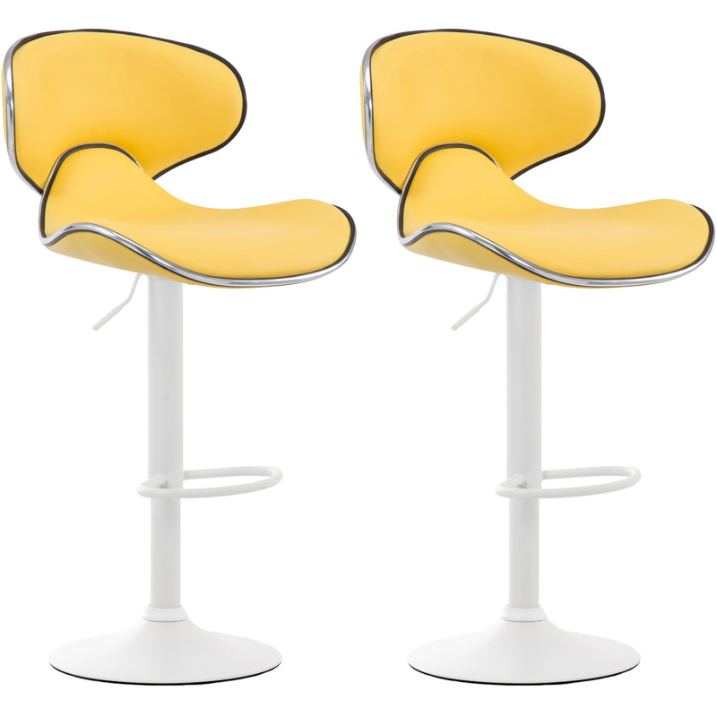 Lot de 2 tabourets de bar Las Vegas V2 simili cuir blanc jaune