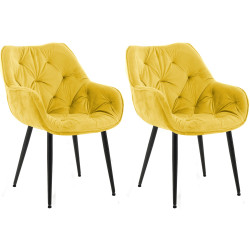 Ensemble de 2 chaises Tanna en velours jaune