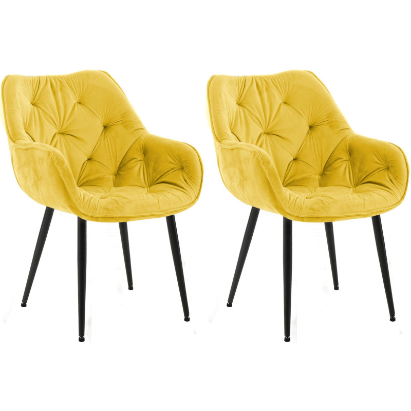 Lot de 2 chaises en velours Tanna jaune