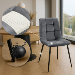 Lot de 2 chaises de salle à manger en velours Tilde gris foncé