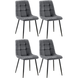 Ensemble de 4 chaises de salle à manger Tilde en velours gris foncé