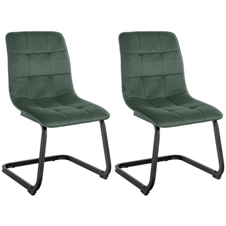 Lot de 2 chaises de salle à manger Vermont en velours vert foncé