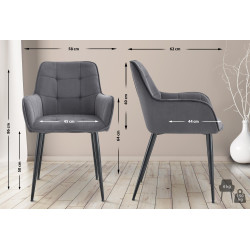 Chaise de salle à manger en velours Ferndale gris foncé