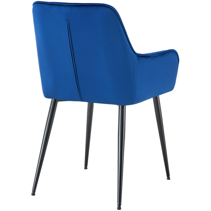 Chaise de salle à manger en velours Ferndale bleu foncé