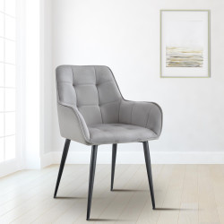 Chaise de salle à manger Ferndale, velours gris clair