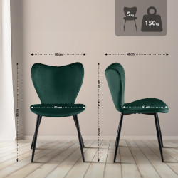 Chaise de salle à manger Maika en velours vert