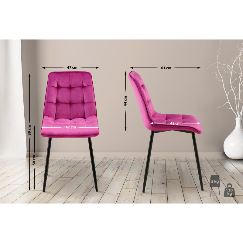 Chaise de salle à manger Gifford, velours, violet